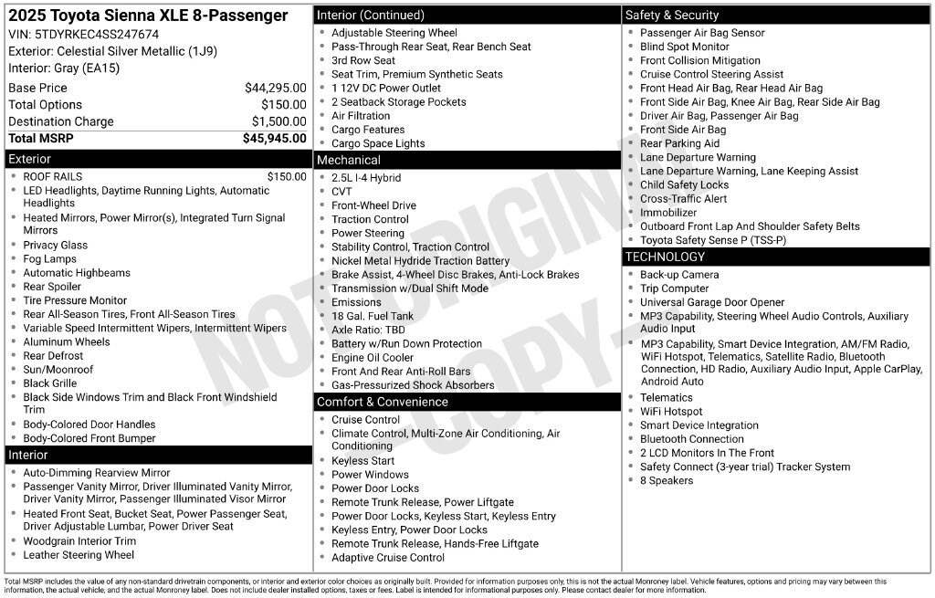 Certified 2025 Toyota Sienna XLE Passenger Van