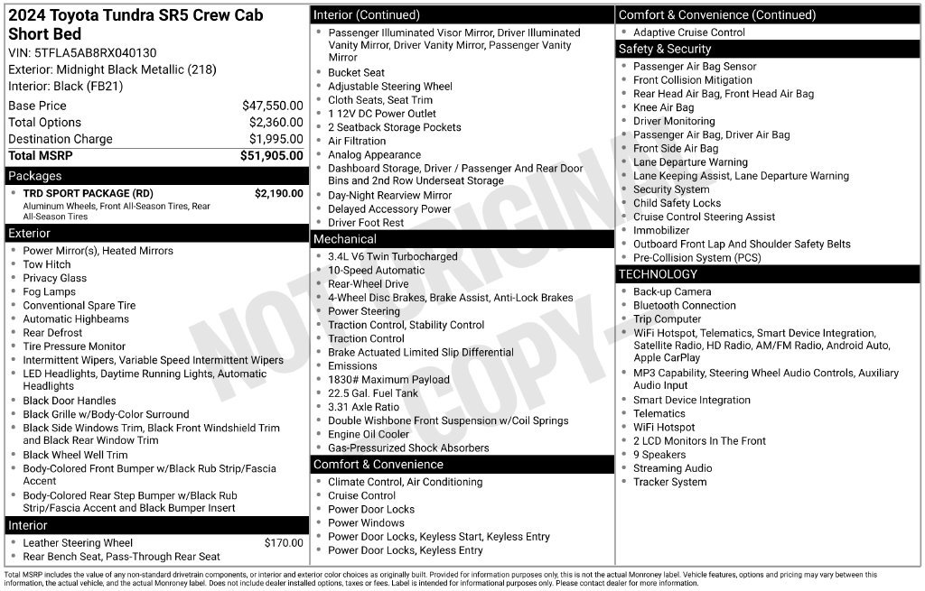 Used 2024 Toyota Tundra SR5 Truck CrewMax