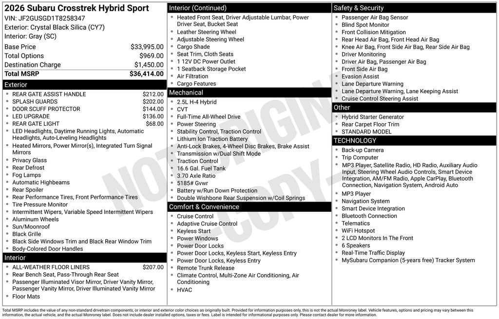 New 2026 Subaru Crosstrek Sport SUV