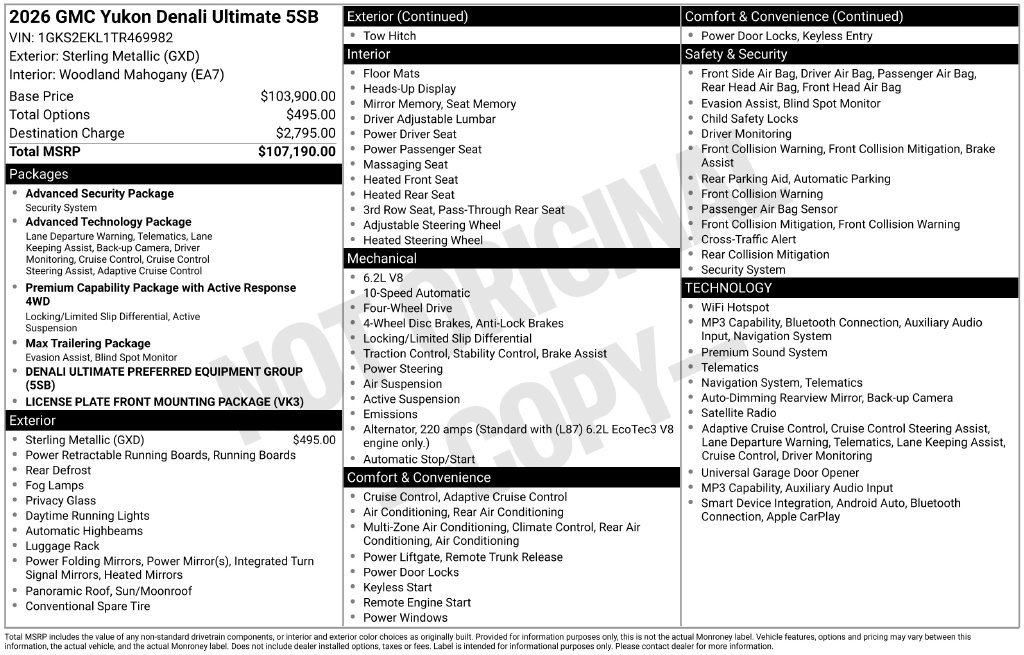 New 2026 GMC Yukon Denali Ultimate SUV