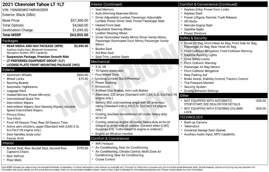 Used 2021 Chevrolet Tahoe LT SUV