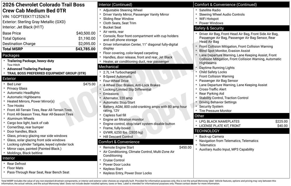 New 2026 Chevrolet Colorado Trail Boss Truck