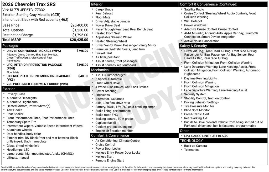 New 2026 Chevrolet Trax 2RS SUV