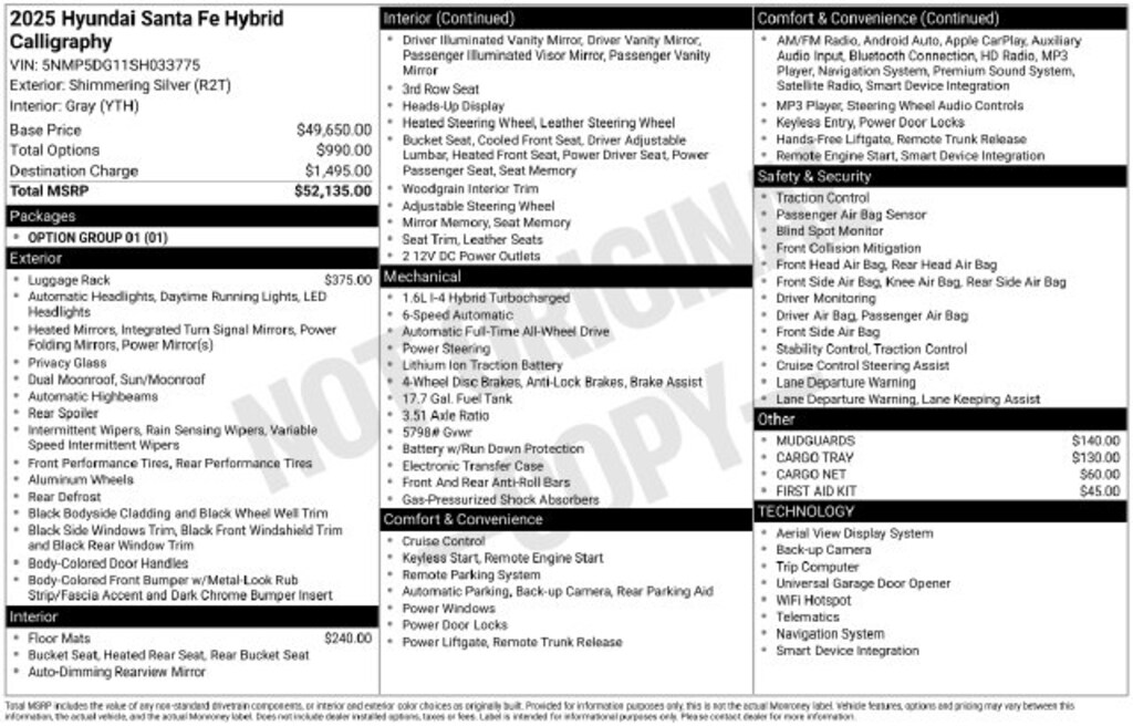 Certified 2025 Hyundai Santa Fe Hybrid Calligraphy SUV
