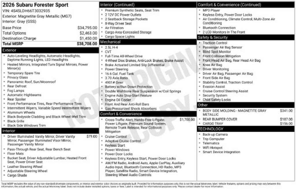 Certified 2026 Subaru Forester Sport SUV