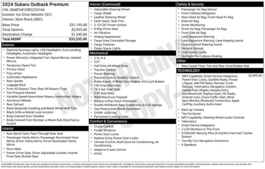 Certified 2024 Subaru Outback Premium SUV