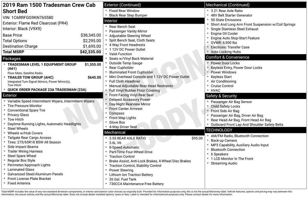 Used 2019 Ram 1500 Tradesman Truck Crew Cab