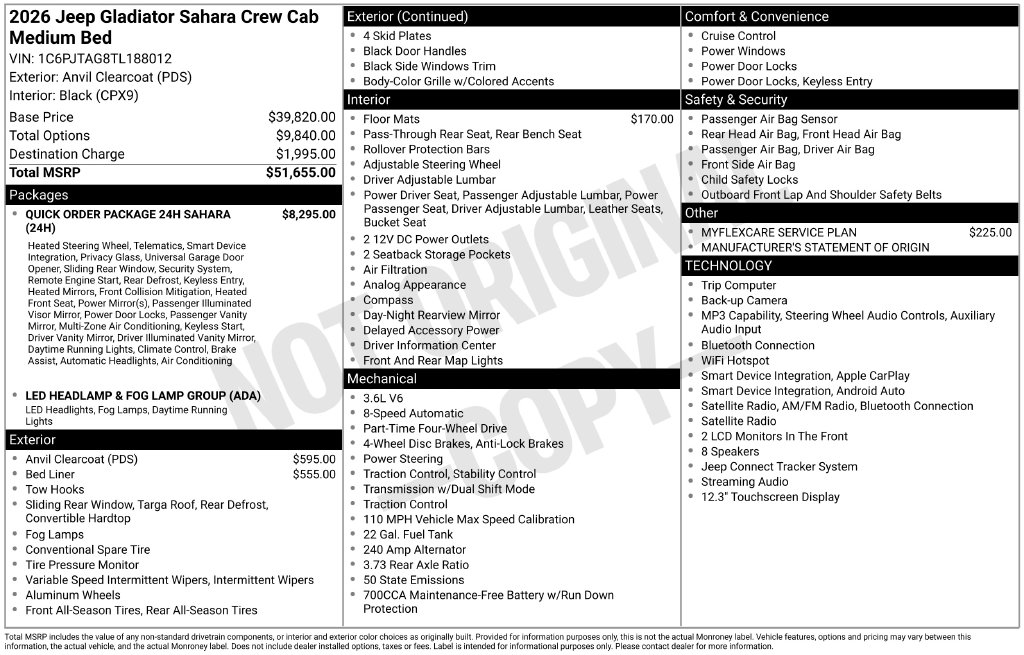 Used 2026 Jeep Gladiator Sport Truck Crew Cab
