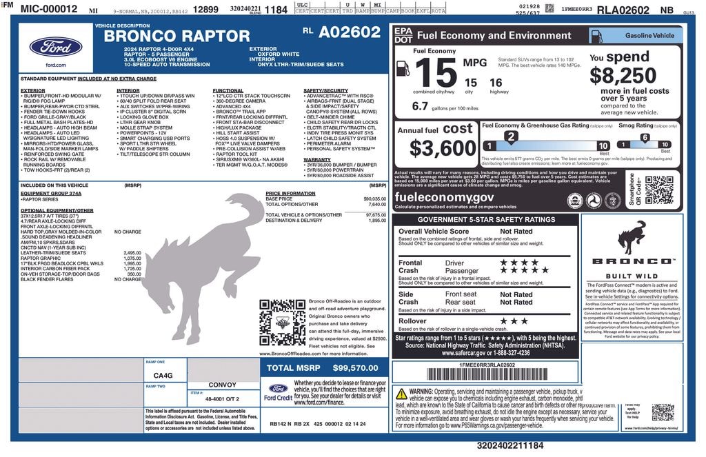 Used 2024 Ford Bronco Raptor SUV