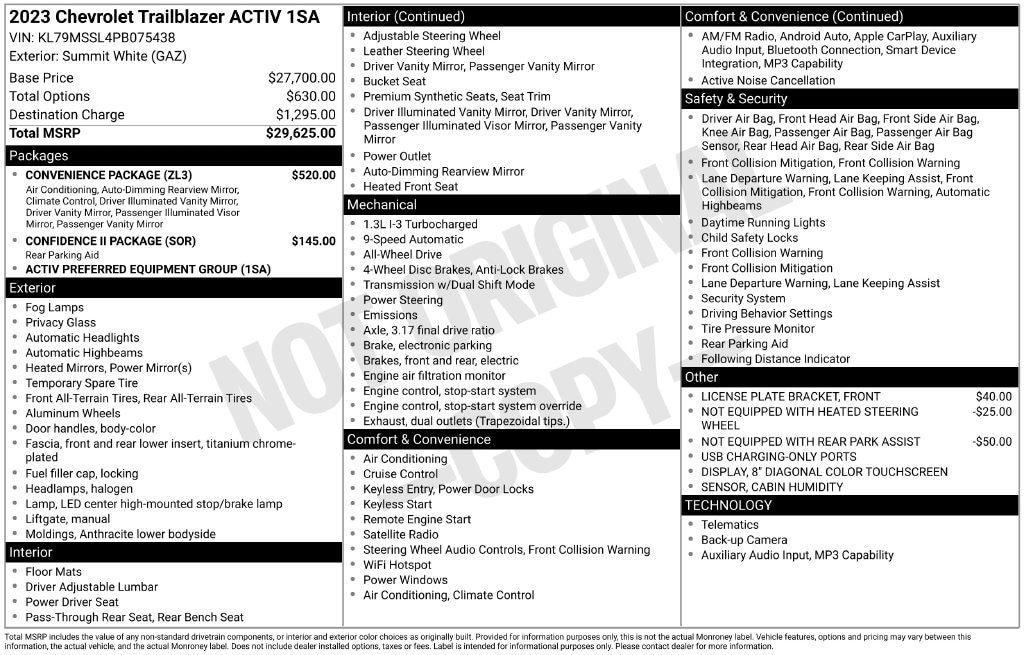 Used 2023 Chevrolet Trailblazer Activ SUV
