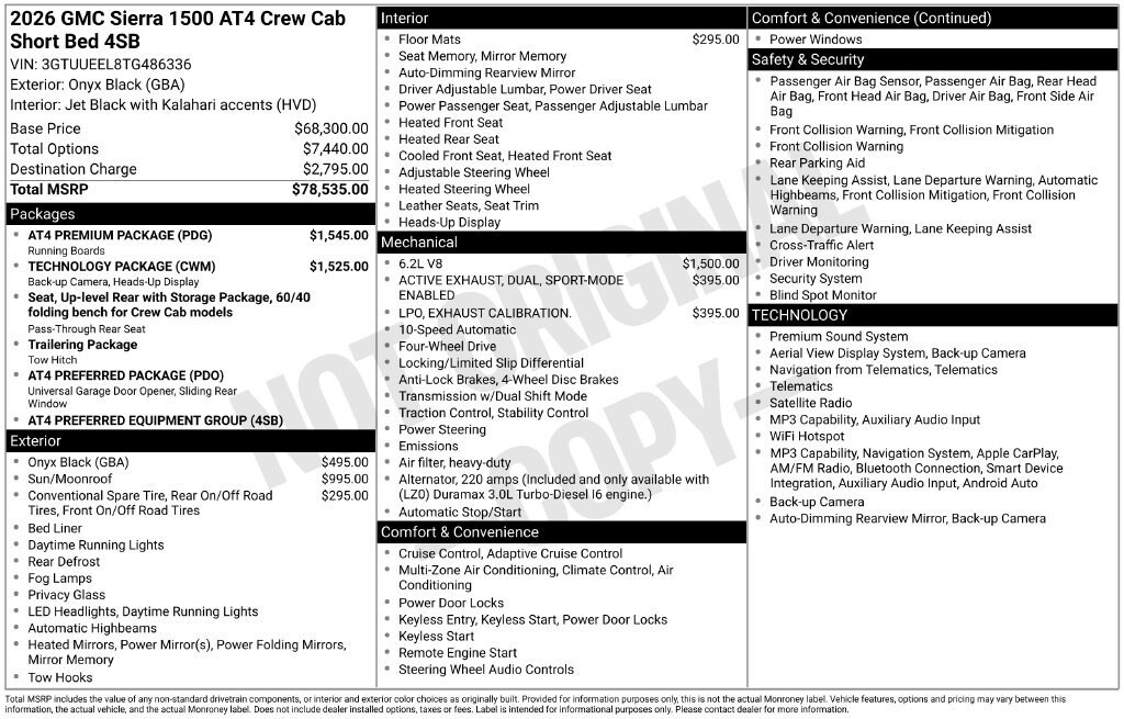 New 2026 GMC Sierra 1500 AT4 Truck