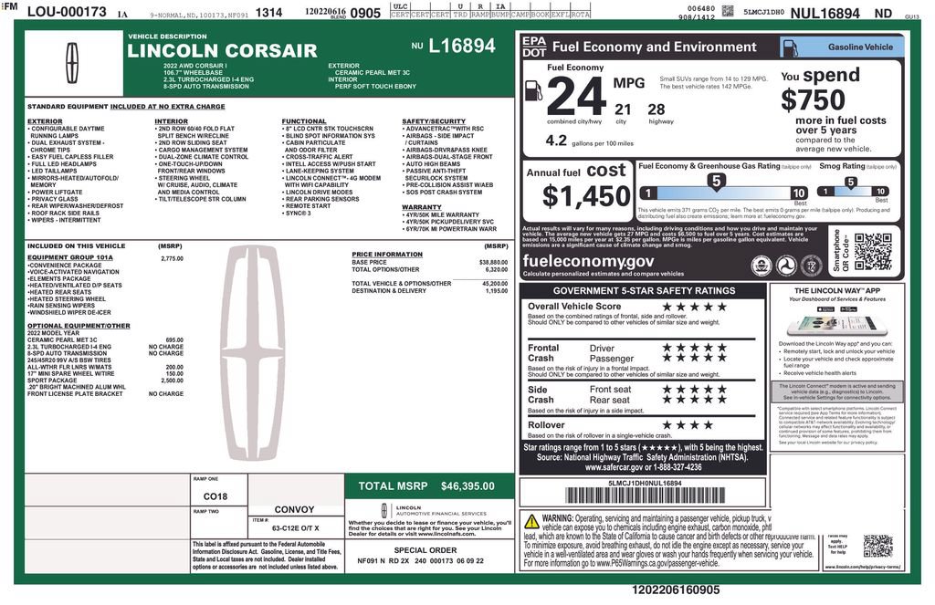 Used 2022 Lincoln Corsair Standard