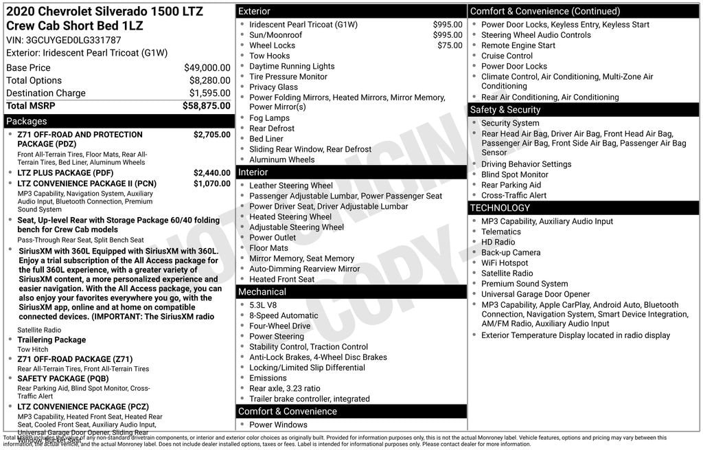 Used 2020 Chevrolet Silverado 1500 LTZ Truck