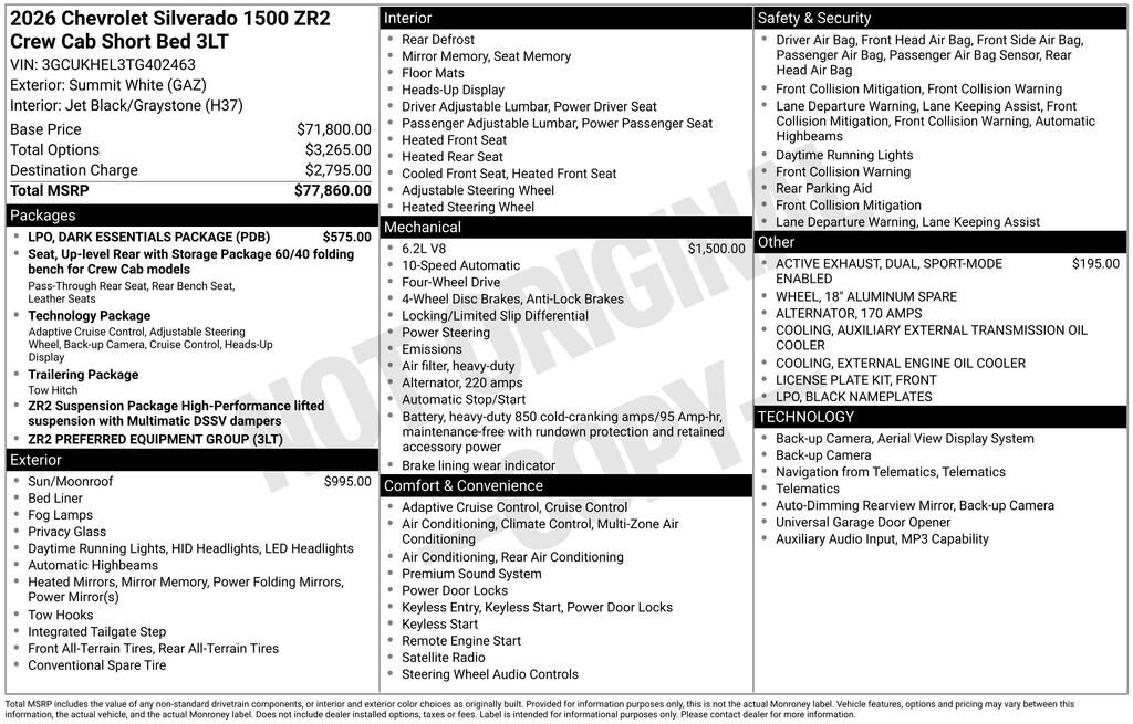 New 2026 Chevrolet Silverado 1500 ZR2 Truck