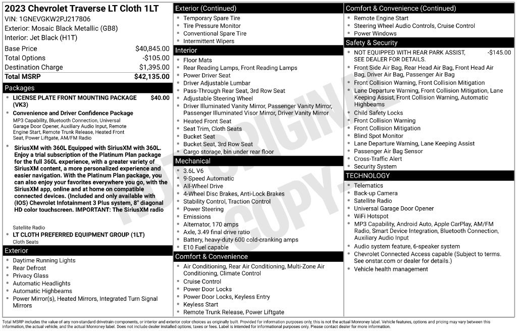 Used 2023 Chevrolet Traverse LT Cloth SUV