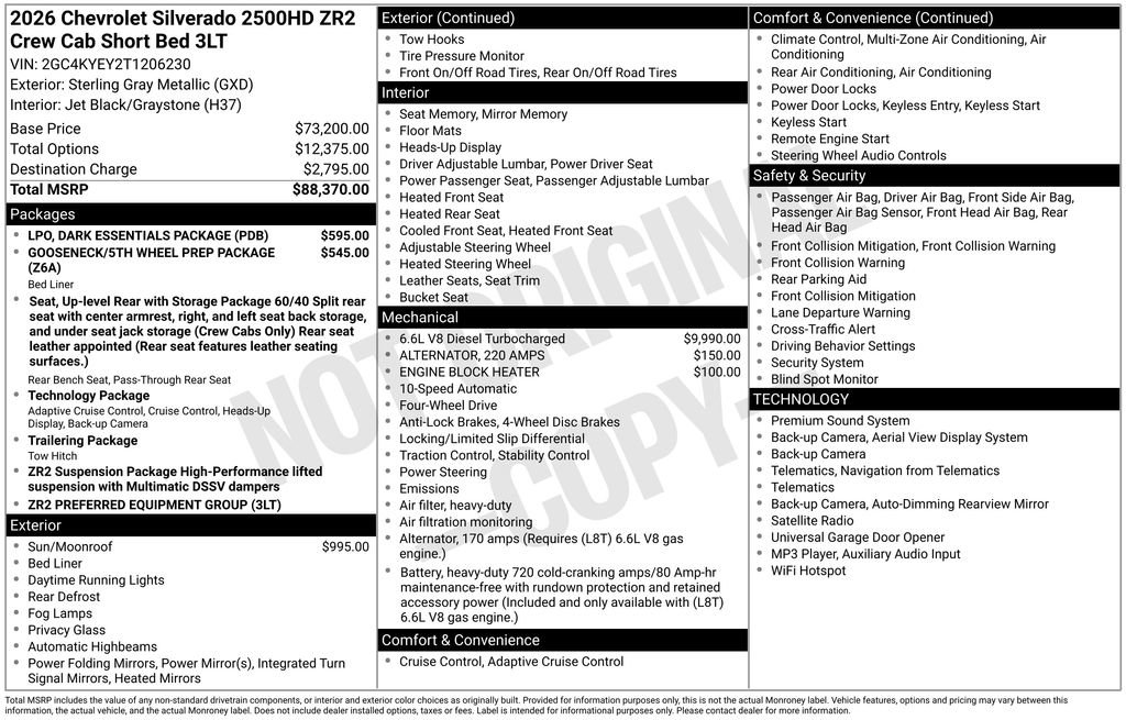 New 2026 Chevrolet Silverado 2500 HD ZR2 Truck