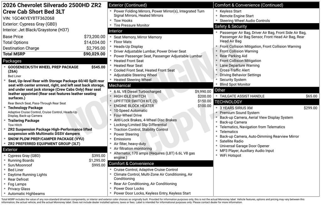 New 2026 Chevrolet Silverado 2500 HD ZR2 Truck