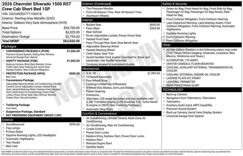 New 2026 Chevrolet Silverado 1500 RST Truck