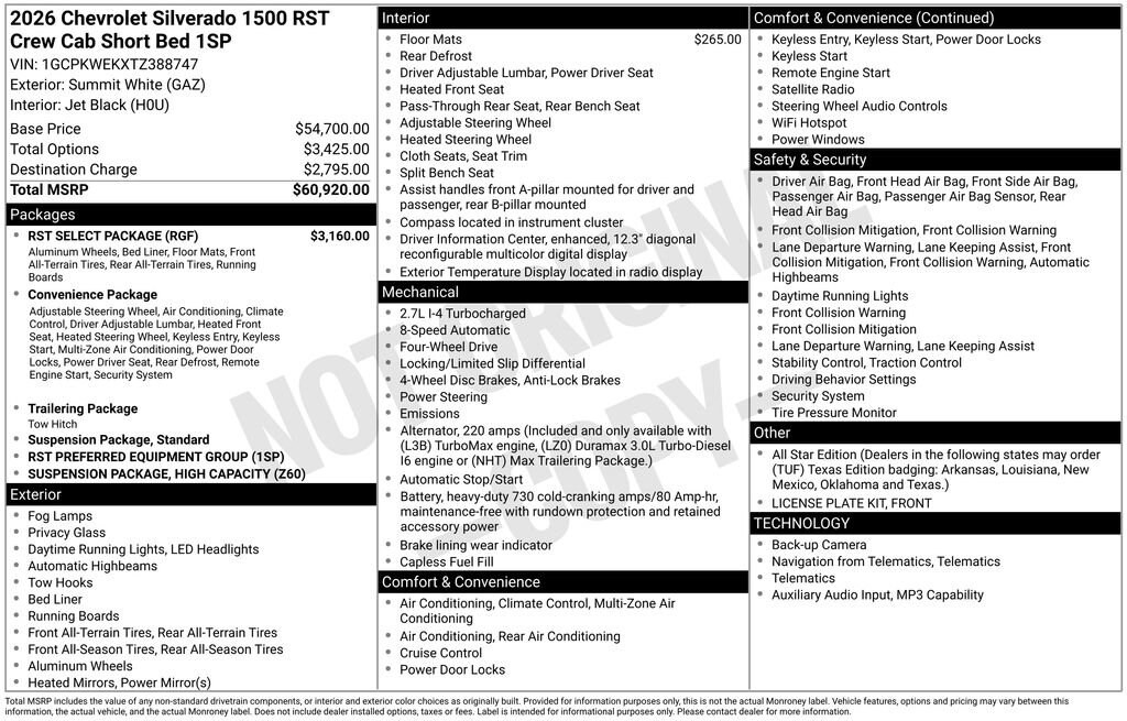 New 2026 Chevrolet Silverado 1500 RST Truck