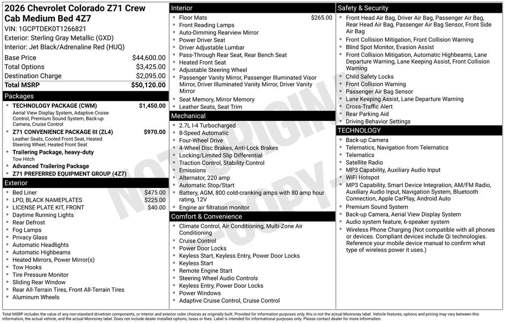 New 2026 Chevrolet Colorado Z71 Truck