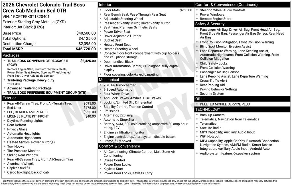 New 2026 Chevrolet Colorado Trail Boss Truck