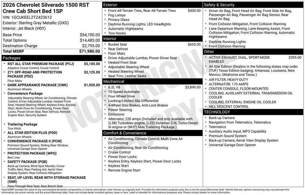 New 2026 Chevrolet Silverado 1500 RST Truck