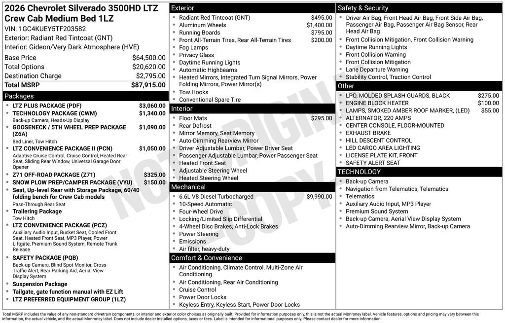 New 2026 Chevrolet Silverado 3500 HD LTZ Truck