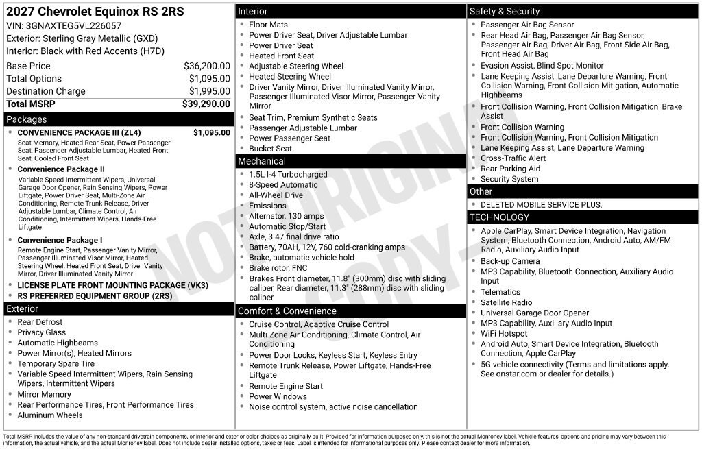New 2027 Chevrolet Equinox RS SUV