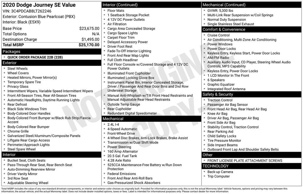 Used 2020 Dodge Journey SE Value