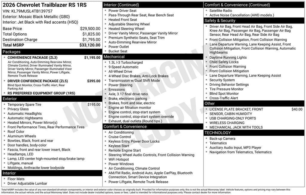 New 2026 Chevrolet Trailblazer RS SUV