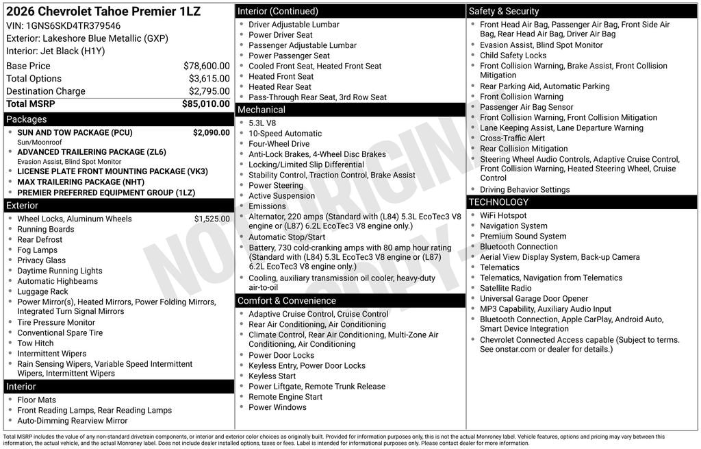 New 2026 Chevrolet Tahoe Premier SUV