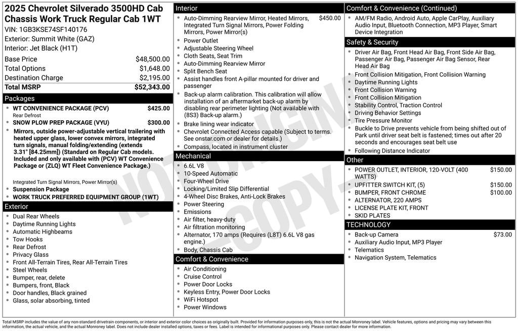New 2025 Chevrolet Silverado 3500 HD Chassis Cab Work Truck Truck