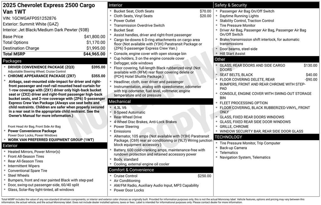 Used 2025 Chevrolet Express Cargo WT Van