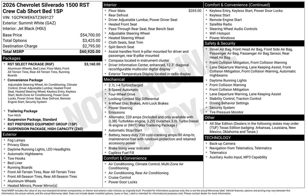 New 2026 Chevrolet Silverado 1500 RST Truck