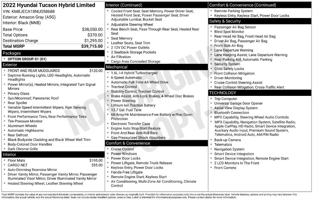 Used 2022 Hyundai Tucson Hybrid Limited