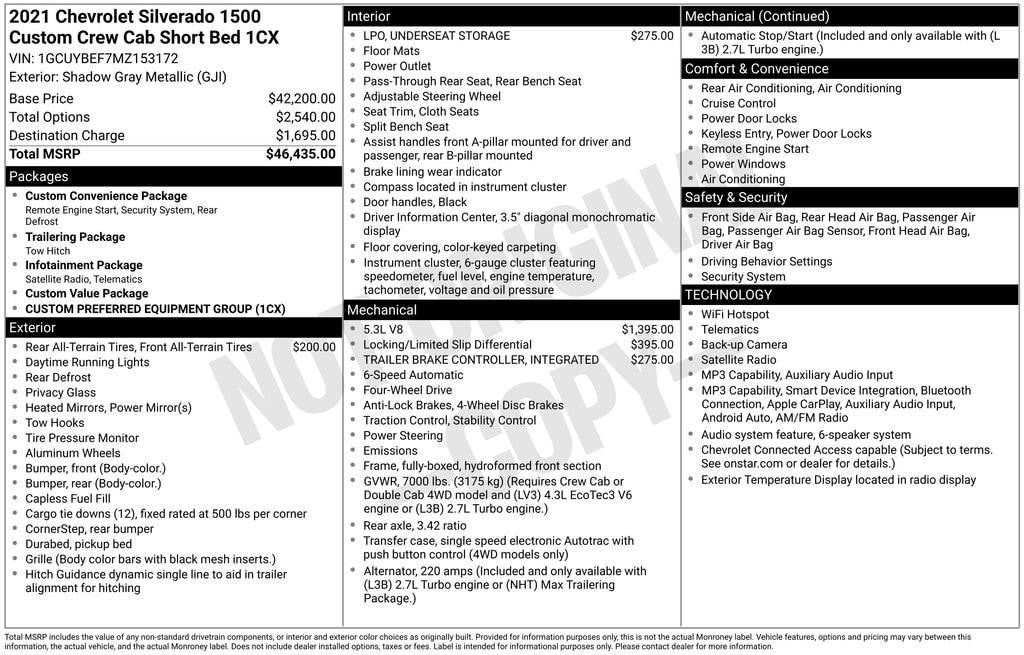Used 2021 Chevrolet Silverado 1500 Custom Truck