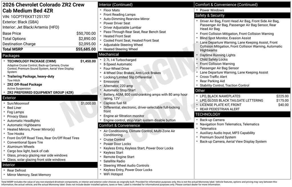 New 2026 Chevrolet Colorado ZR2 Truck