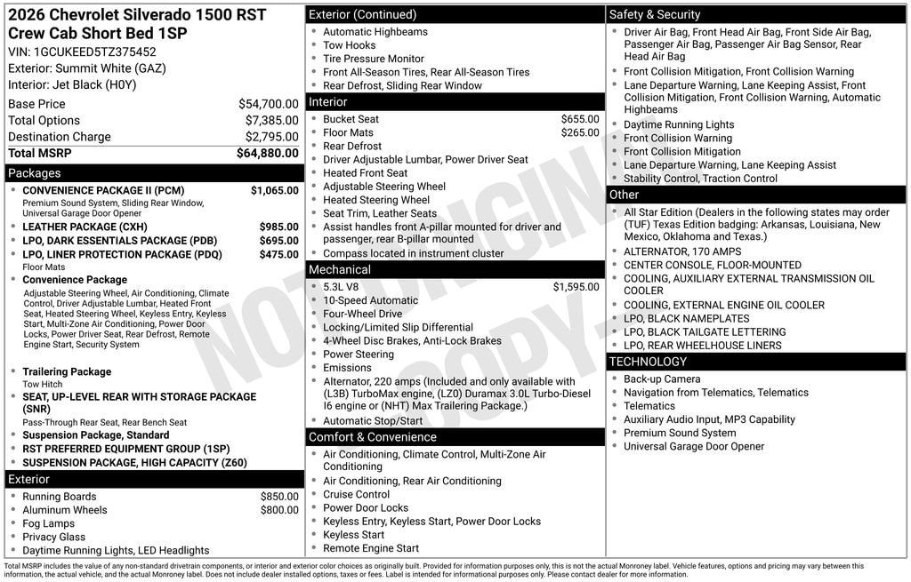 New 2026 Chevrolet Silverado 1500 RST Truck