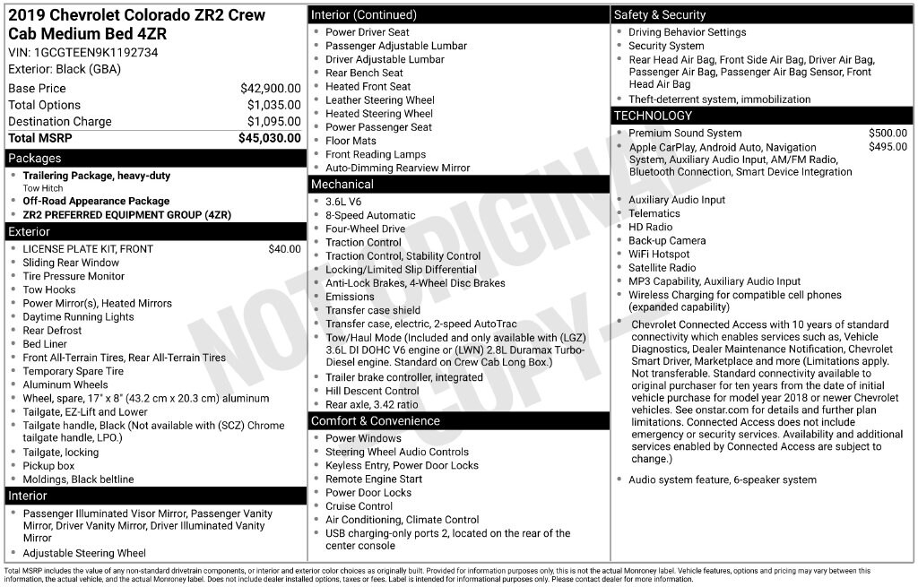 Used 2019 Chevrolet Colorado ZR2 Truck Crew Cab