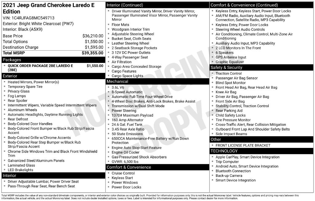 Used 2021 Jeep Grand Cherokee Laredo SUV