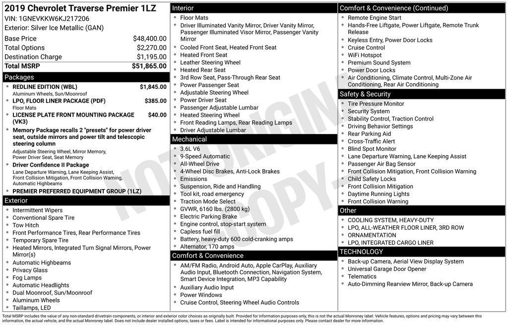 Used 2019 Chevrolet Traverse Premier SUV