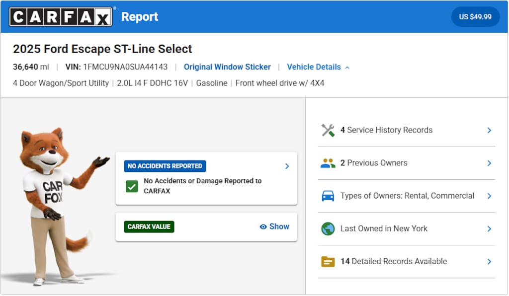 Certified 2025 Ford Escape ST-Line Select SUV