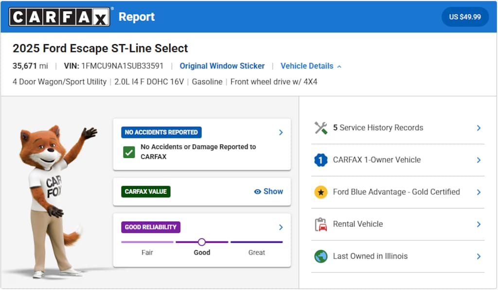 Certified 2025 Ford Escape ST-Line Select SUV