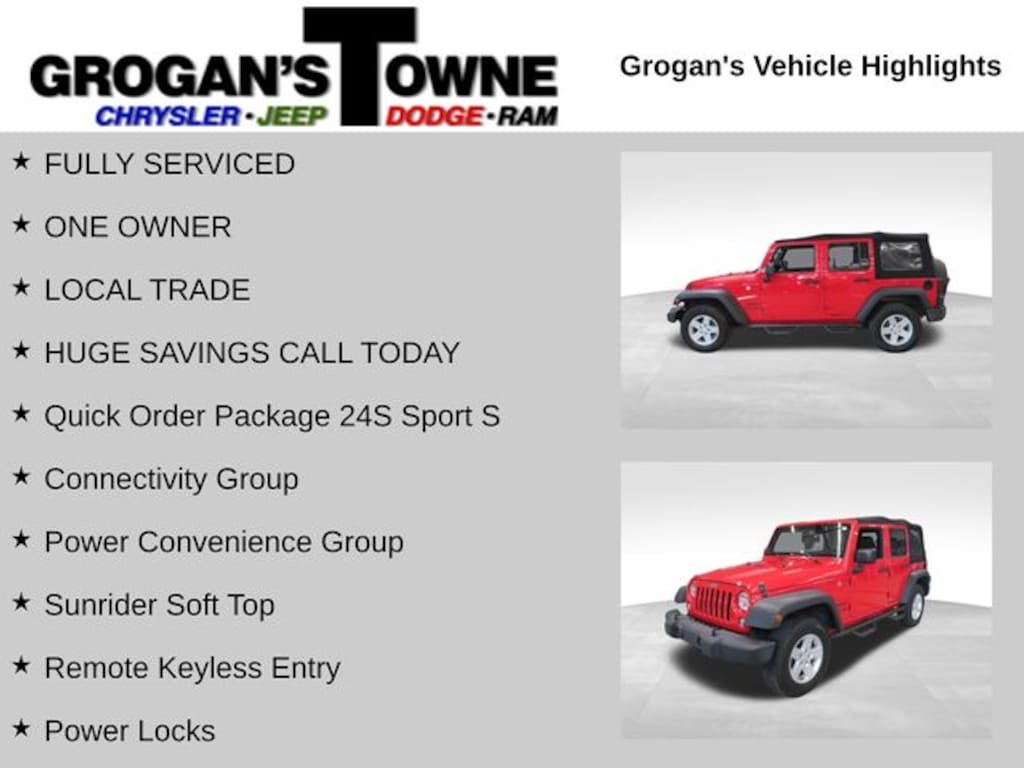 Used 2018 Jeep Wrangler JK Unlimited Sport 4x4 SUV
