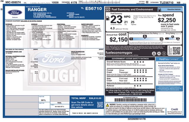 New 2026 Ford Ranger XL Truck
