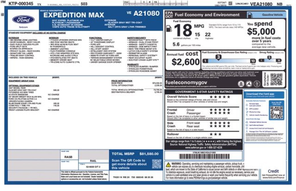 New 2027 Ford Expedition Max Platinum SUV