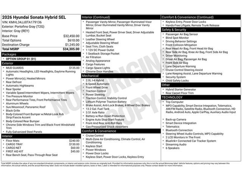 2026 Hyundai Sonata Hybrid SEL Sedan