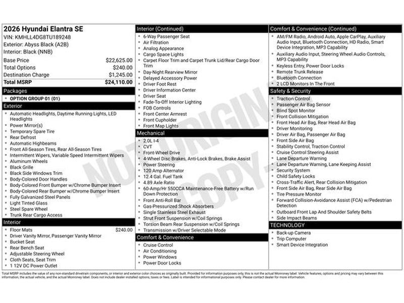 2026 Hyundai Elantra SE