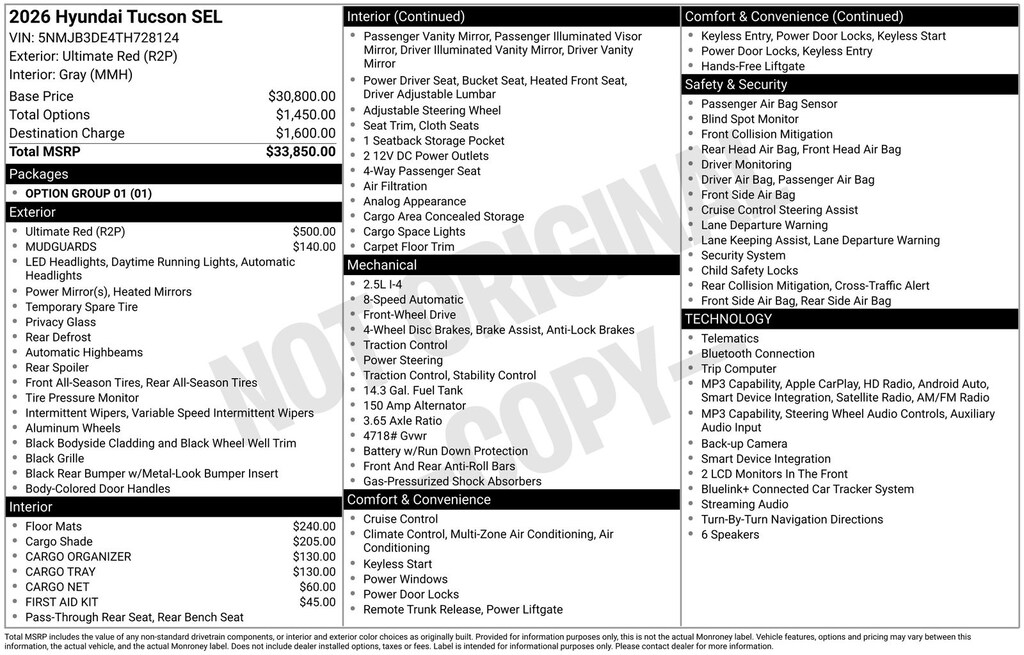 New 2026 Hyundai Tucson SEL SUV