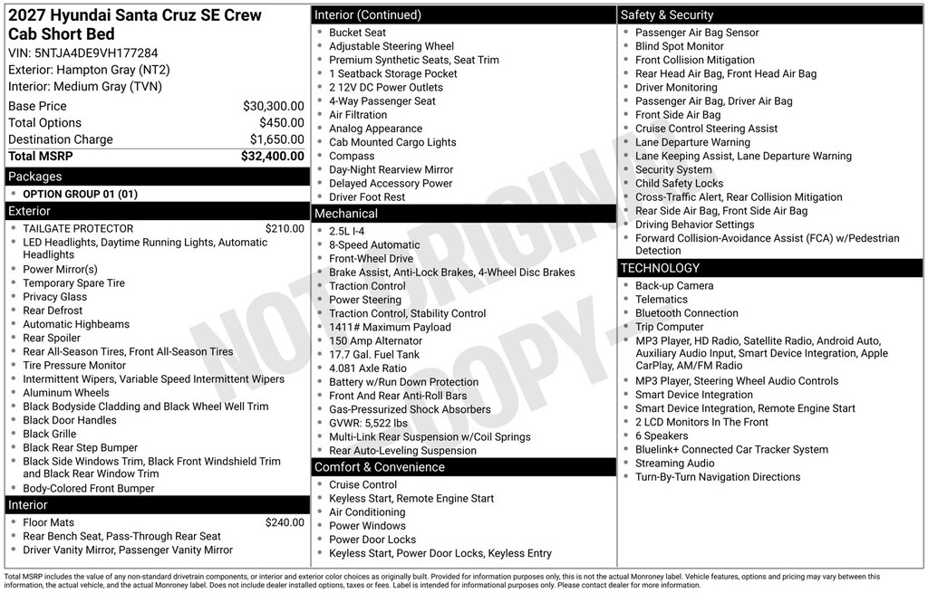 New 2027 Hyundai Santa Cruz SE Truck Crew Cab
